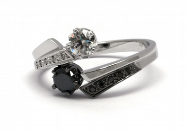 Luxusní diamantový prsten s přírodními diamanty (černé) 585/3,61 gr J-20757-12 POŠTOVNÉ ZDARMA!