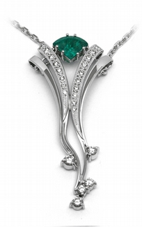 Šperkový diamantový náhrdelník se zeleným smaragdem 585/7,64 gr J-22257-13 POŠTOVNÉ ZDARMA!