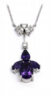Zlatý diamantový náhrdelník s brazilským ametystem a diamanty 585/3,59gr J-21288 POŠTOVNÉ ZDARMA!