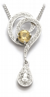 Zlatý diamantový náhrdelník se žlutým safírem 585/5,01 gr J-20935-12 POŠTOVNÉ ZDARMA!