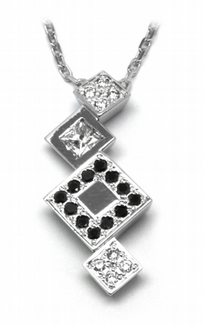 Zlatý diamantový náhrdelník s přírodními a černými diamanty 585/3,06gr J-20402-1