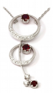 Zlatý diamantový náhrdelník s červenými rubíny 585/4,53 gr J-20306-11 POŠTOVNÉ ZDARMA!