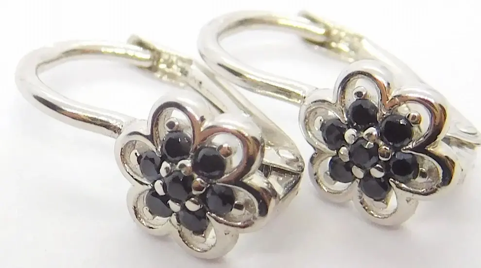 Klenoty Budín Dětské zlaté náušnice s černými zirkony 585/1,47gr H2225