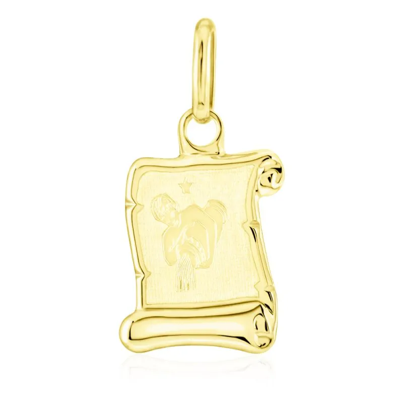 GEMMAX Zlatý přívěsek na pergamenu s gravírováním - znamení VODNÁŘ 585/0,37gr GUPYN-43001 MALY