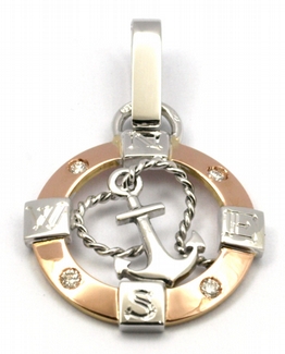 Klenoty Budín Diamantový zlatý přívěsek s diamanty - kotva 585/2,19 gr J-21647-12 