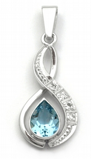 Diamantový zlatý přívěsek s brazilským akvamarínem 585/1,85 gr J-05128-12 POŠTOVNÉ ZDARMA!