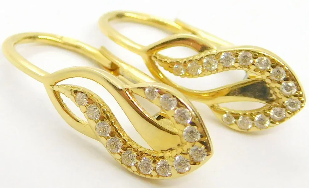 Klenoty Budín Dámské klasické zlaté náušnice se zirkony na patent 585/1,89gr HK2238