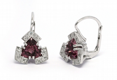 Klenoty Budín Zlaté náušnice s přírodními turmalíny a diamanty 585/3,87 gr J-21616-12 POŠTOVNÉ ZDARMA!