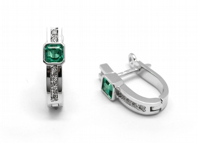 Zlaté náušnice s kolumbijskými smaragdy diamanty 585/2,55 gr J-21660-12 POŠTOVNÉ ZDARMA!