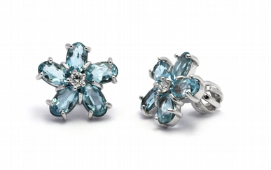 Diamantové náušnice s brazilskými akvamaríny 585/2,22 gr J-21137-12 POŠTOVNÉ ZDARMA!