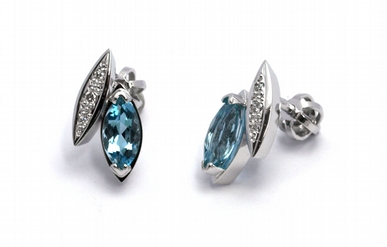 Diamantové náušnice s brazilskými akvamaríny a diamanty 585/2,31 gr J-21415-12POŠTOVNÉ ZDARMA!