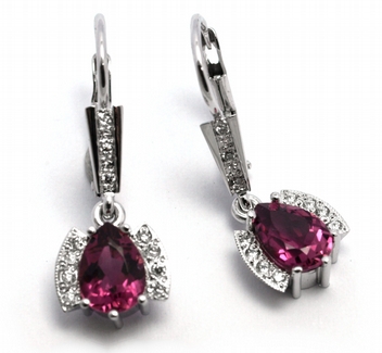 Klenoty Budín Diamantové náušnice s přírodními turmalíny a diamanty 585/2,97 gr J-21427-12 POŠTOVNÉ ZDARMA!