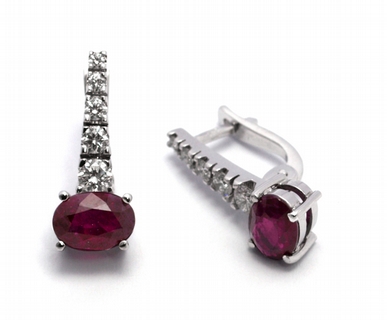 Diamantové náušnice s přírodními červenými rubíny 585/2,59 gr J-19014-12 POŠTOVNÉ ZDARMA!