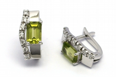 Diamantové náušnice s olivími a diamanty 585/2,44 gr J-21011-12 POŠTOVNÉ ZDARMA!