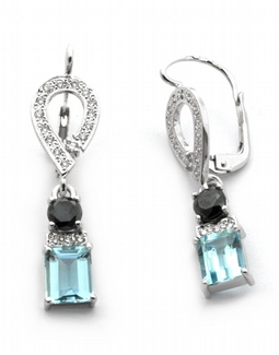 Diamantové náušnice s brazilskými akvamaríny 585/3,73 gr J-20893-12 POŠTOVNÉ ZDARMA!