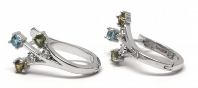 Luxusní náušnice s přírodními vzácnými akvamaríny a diamanty 585/3,40gr J-20351- POŠTOVNÉ ZDARMA!