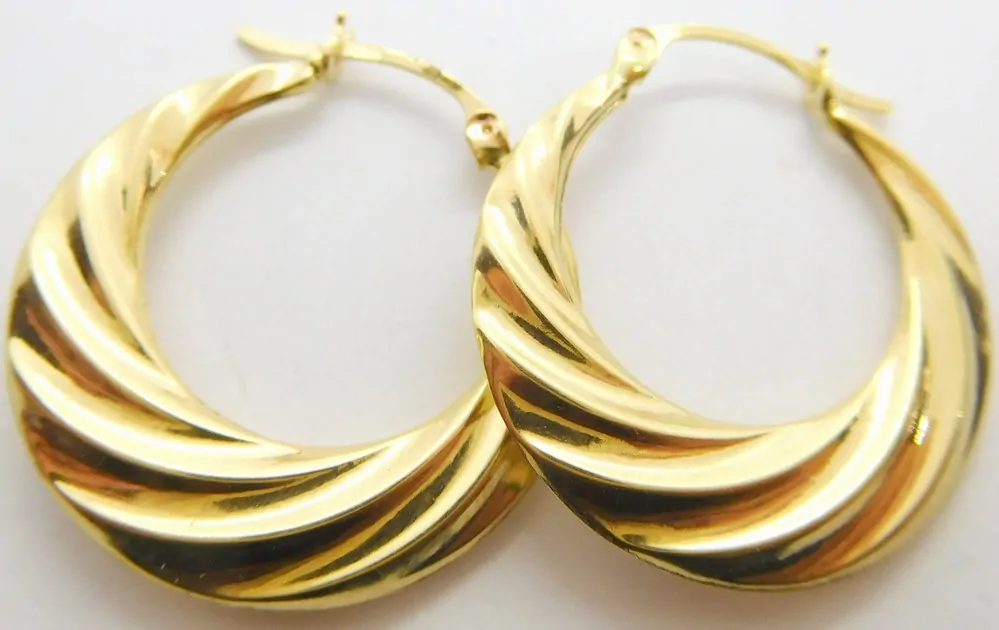 Klenoty Budín Mohutné zlaté gravírované náušnice kruhy 585/1,27gr HK2273