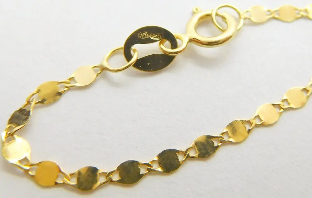 Klenoty Budín Dámský hladký zlatý řetízek ze žlutého zlata ZRCÁTKA 585/1,26gr 45cm HK6180