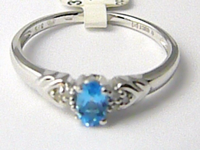 Klenoty Budín Zásnubní diamantový prsten s blue topaz 0,30ct, 6ks diamantů vel.57 3860450