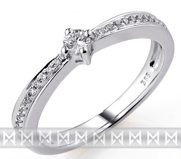 Zásnubní prsten s diamantem, bílé zlato brilianty 3860436-0-51-99 585/2,3 gr