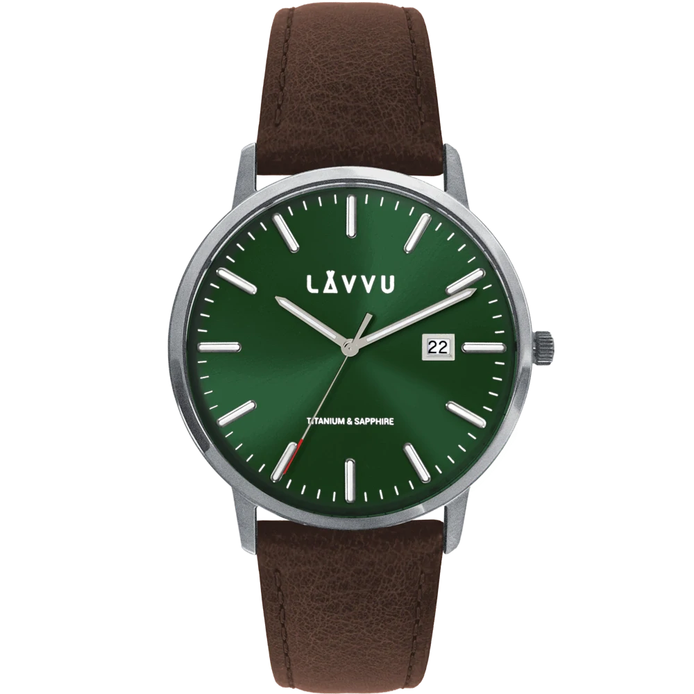 LAVVU Zelené náramkové pánské hodinky se safírovým sklem Copenhagen Titanium Green LWM0261