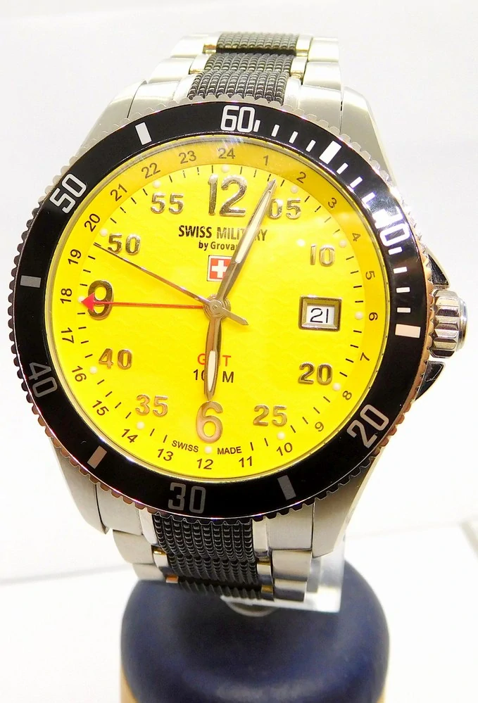 Luxusní pánské vodotěsné hodinky Swiss Millitary Grovana 1616.1176 GMT