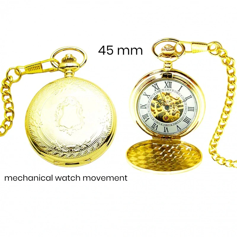 Klenoty Budín Luxusní pozlacené kapesní mechanické hodinky BADUS 11978605 s římskými číslicemi