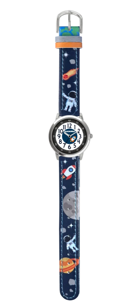 CLOCKODILE Dětstské svítící tmavě modré chlapecké VESMÍR CWB0130