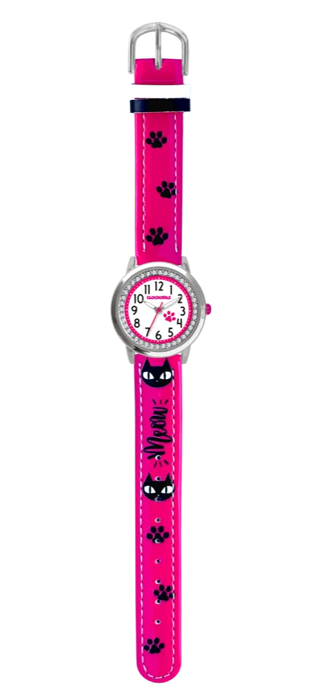 CLOCKODILE Náramkové růžové dívčí dětské hodinky KOČKY CWG5192 