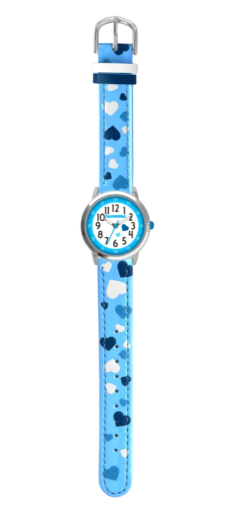 CLOCKODILE Náramkové modré dívčí dětské hodinky SRDÍČKA  CWG5210