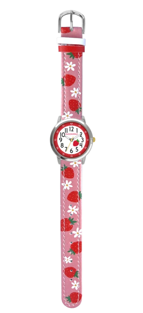 CLOCKODILE Náramkové růžové dívčí dětské hodinky JAHODY CWG5220