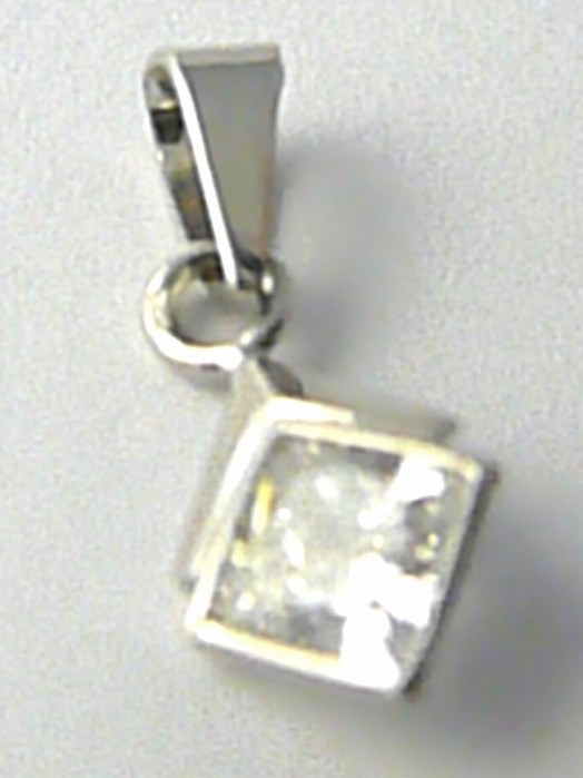 Klenoty Budín Zlatý přívěsek s velkým čtvercovým zirkonem z bílého zlata 585/0,63gr 346045010