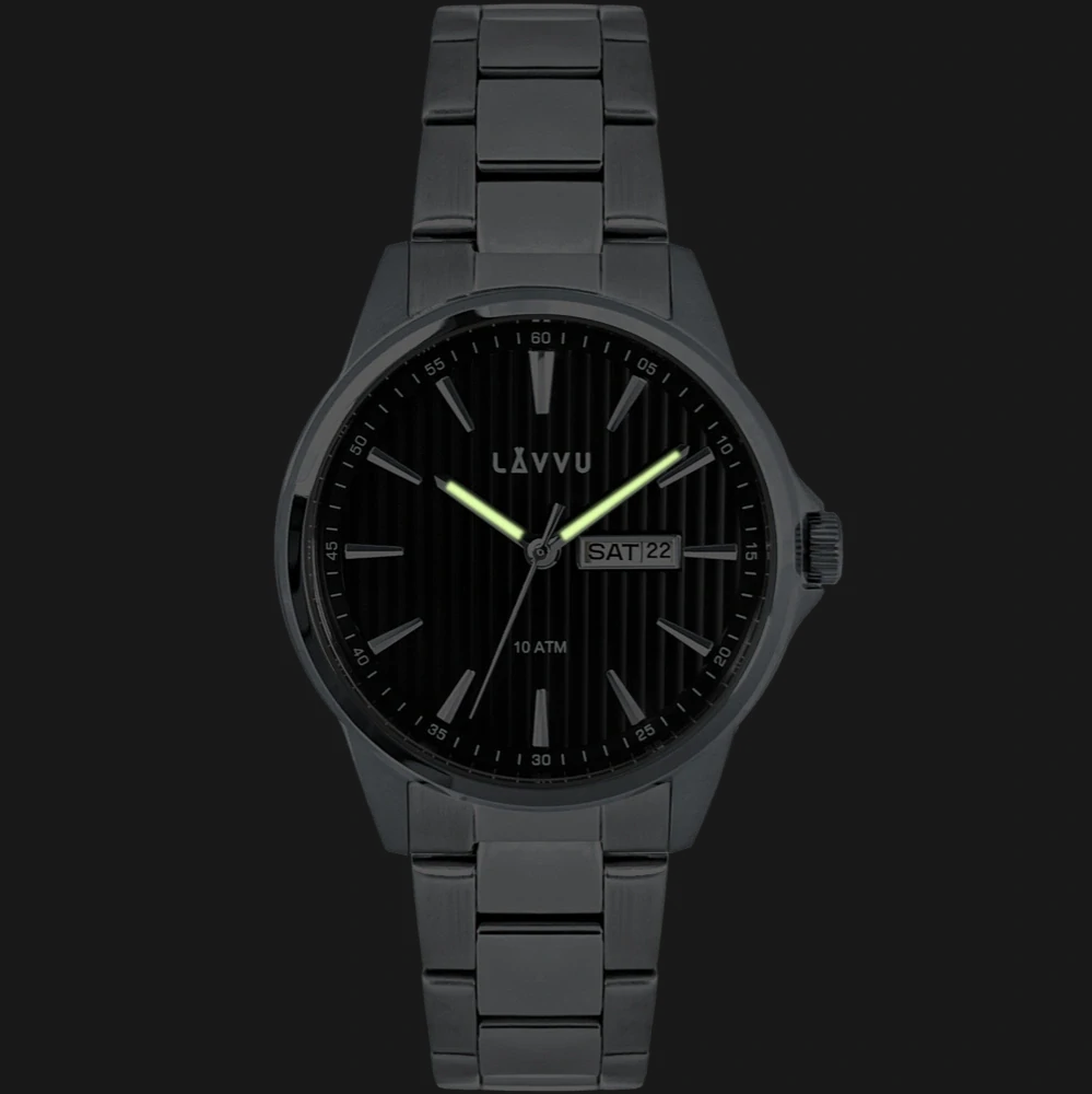 LAVVU Náramkové stylové pánské hodinky TRONES Black 100M LWM0271