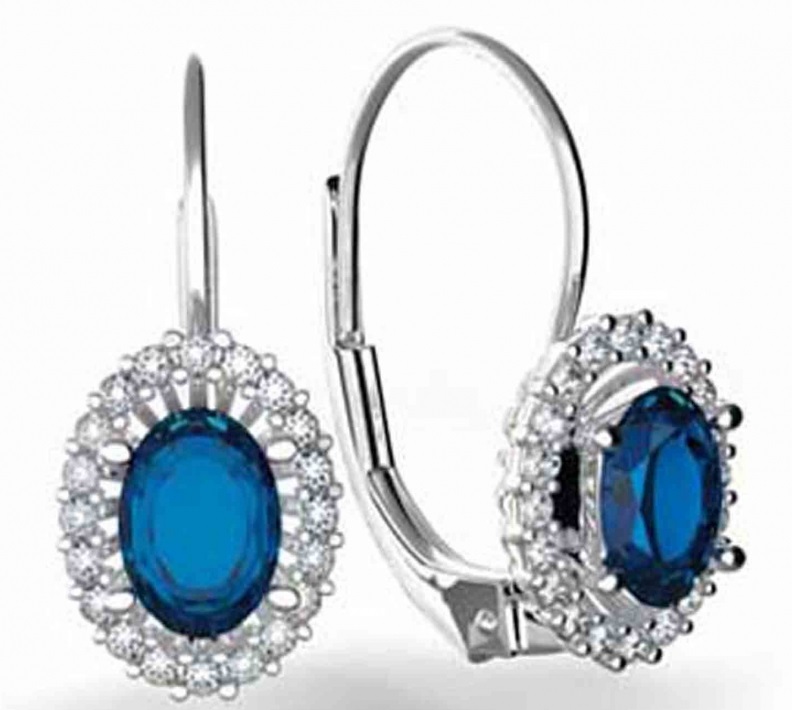 Diamantové náušnice s pravými diamanty a přírodními modrými safíry 3880120 POŠTOVNÉ ZDARMA!