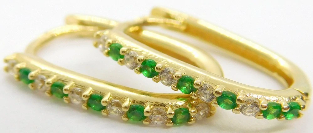 Klenoty Budín Dámské zlaté kruhové náušnice se smaragdy 585/1,21gr ZE0688XJ81-2100