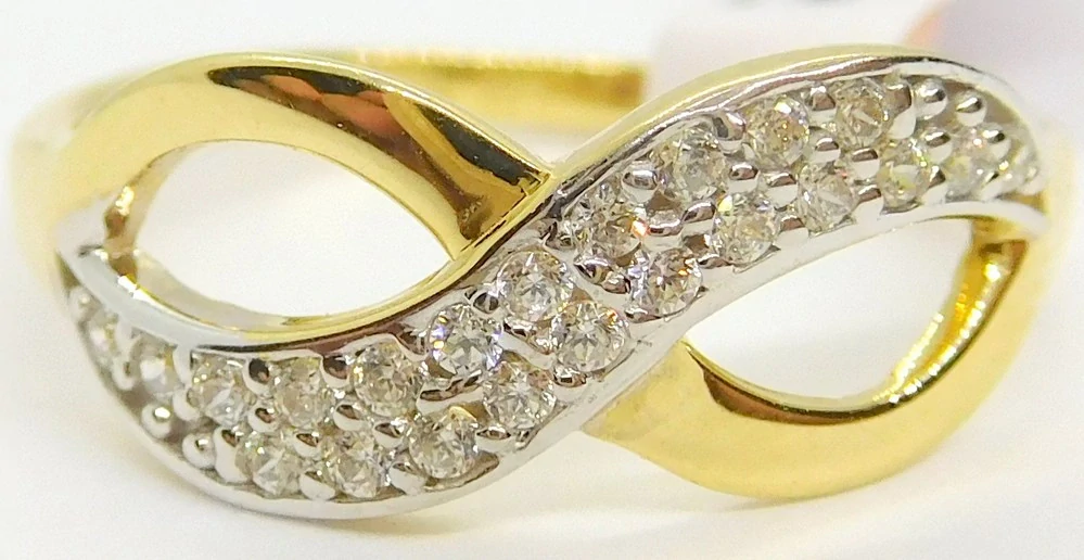 Klenoty Budín Dámský prsten ze žlutého zlata se zirkony nekonečno 585/1,82gr vel. 52 HK1174