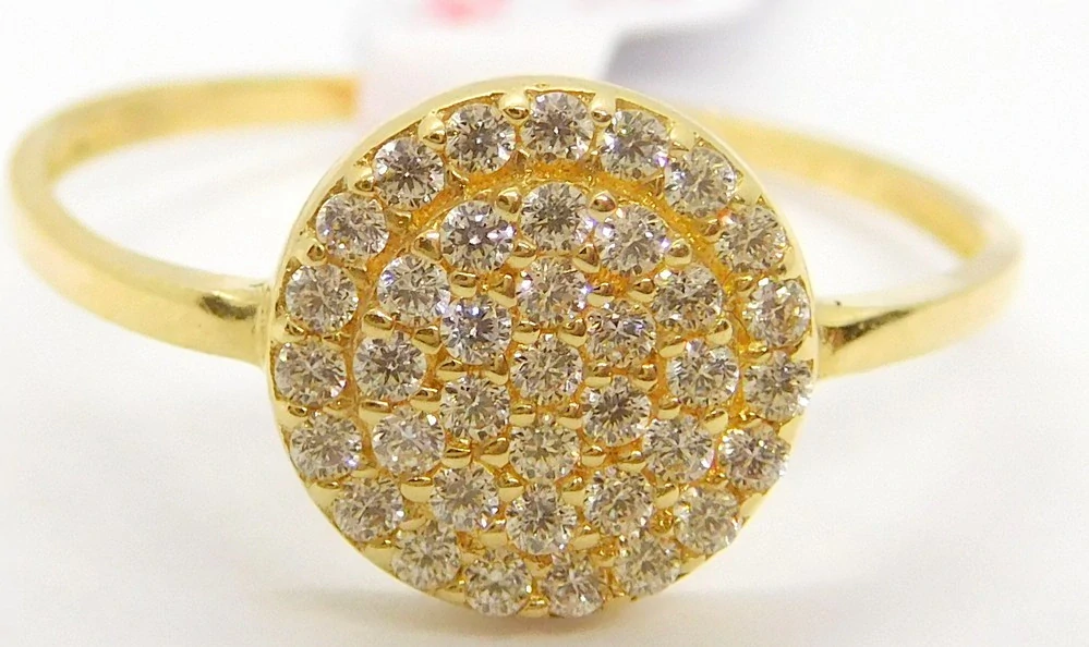 Klenoty Budín Dámský prsten ze žlutého zlata posetý mnoha zirkony 585/1,21gr vel. 56 HK1173