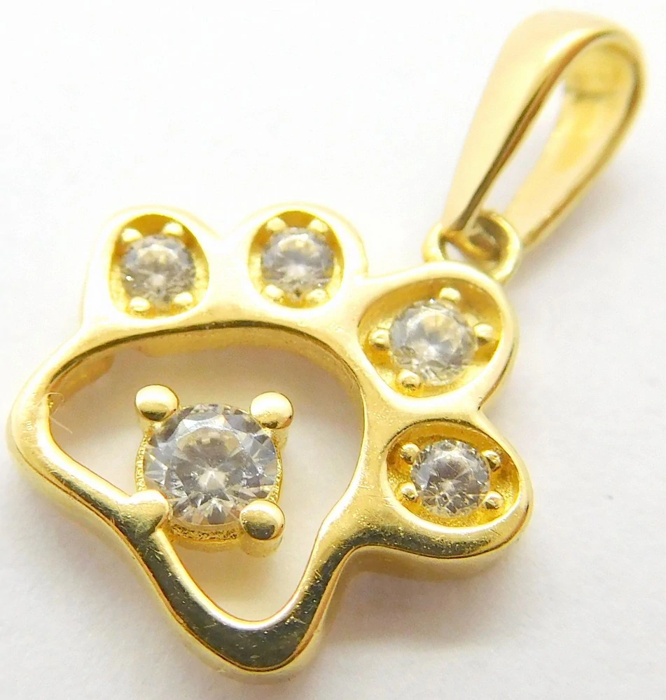 Klenoty Budín Dámský zlatý přívěsek se zirkony TLAPKA se zirkony 585/0,81gr HK3213