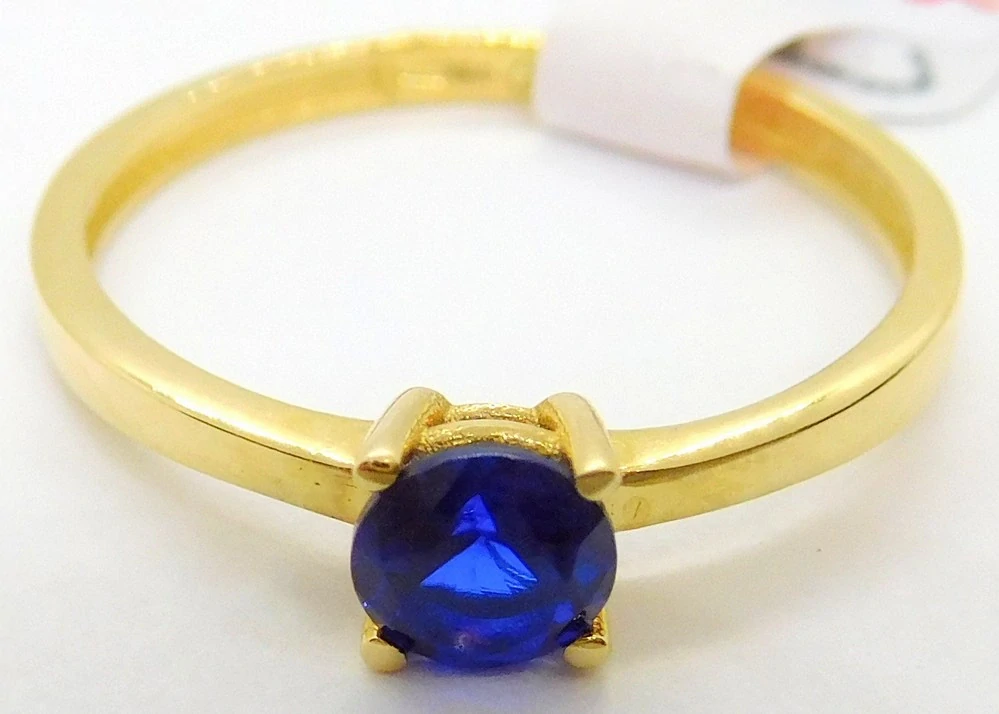 Klenoty Budín Zásnubní dámský zlatý prsten s modrým safírem 585/1,02gr vel. 53 HK1262