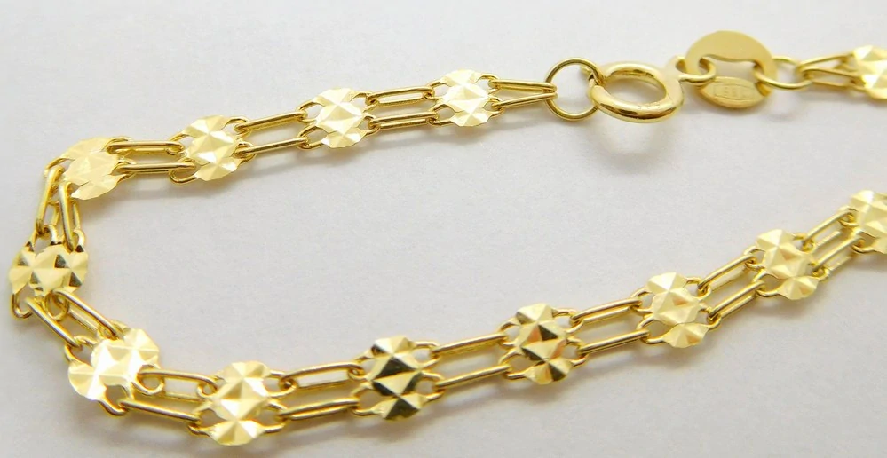 Klenoty Budín Dámský gravírovaný zlatý řetízek destičky 585/2,90gr 50cm HK6198