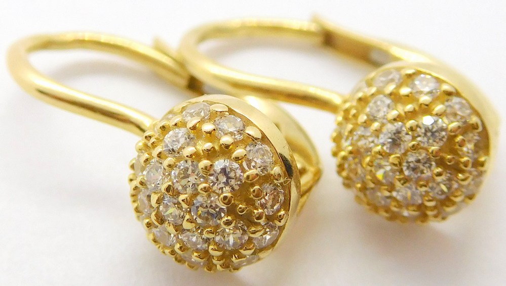 Klenoty Budín Dámské klasické zlaté náušnice se zirkony na patent 585/2,53gr HK2295