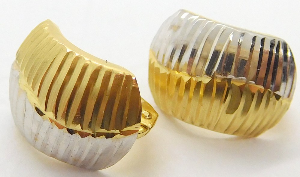 Klenoty Budín Dámské velké zlaté gravírované náušnice z bílého a žlutého zlata 585/1,95gr HK2289