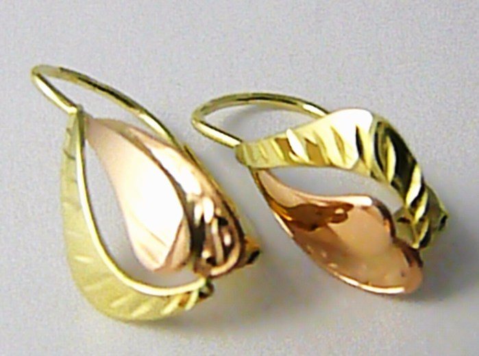 Klenoty Budín Velké dámské zlaté náušnice z dvojího zlata 585/1,65gr 231040856