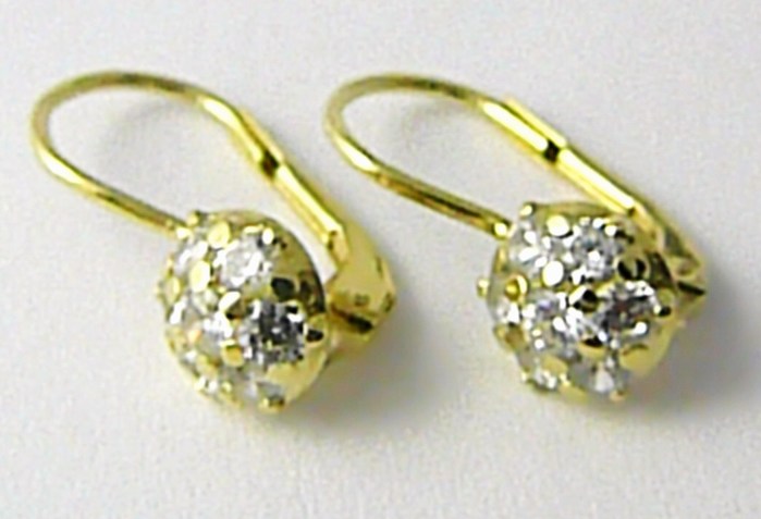 Klenoty Budín Dámské klasické zlaté náušnice se zirkony 14ks 585/1,80gr 236041090