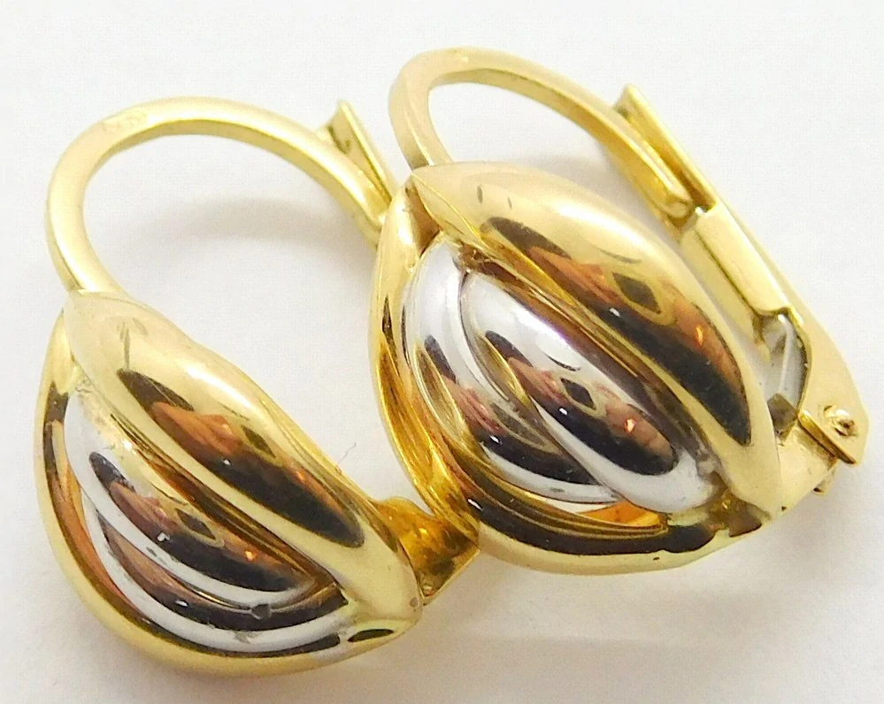 Klenoty Budín Dámské mohutné zlaté náušnice z bílého a žlutého zlata 585/2,17gr HK2313