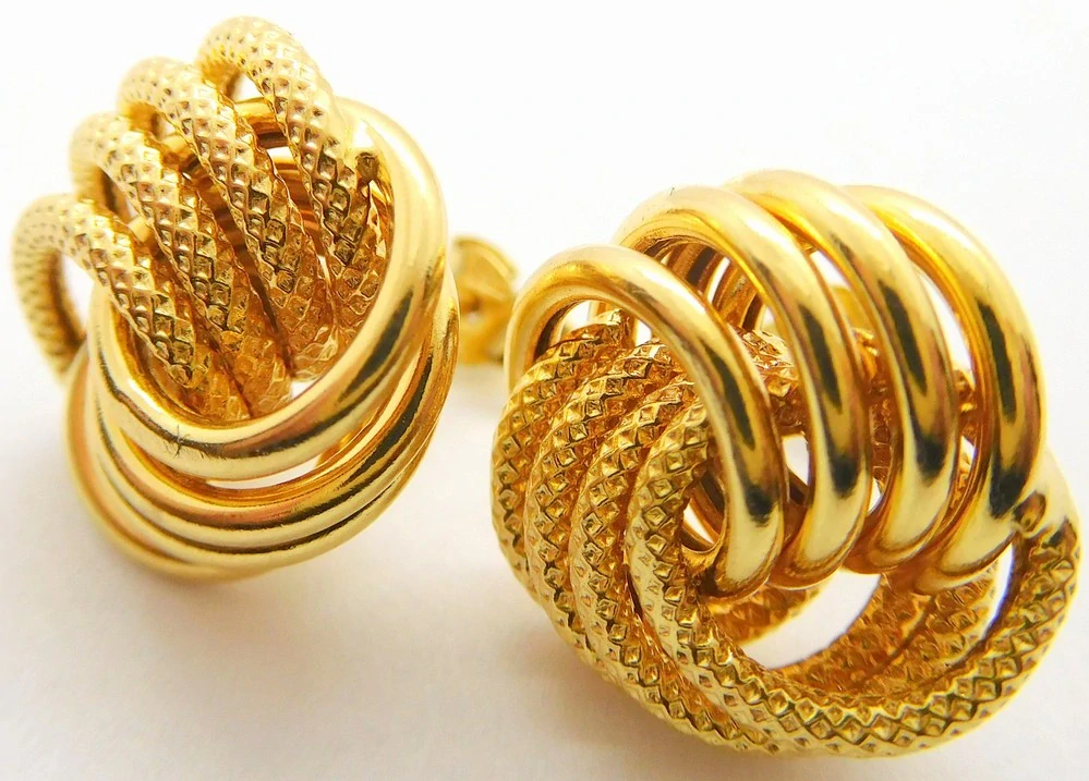 Klenoty Budín Dámské mohutné gravírované zlaté náušnice velké pecky 585/3,85gr HK2314