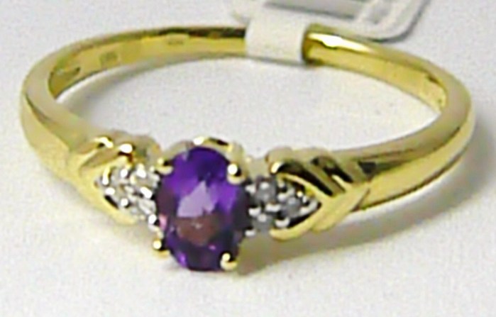 Klenoty Budín Diamantový zlatý prsten s pravým ametystem 585/2,10 gr vel.56 3810455