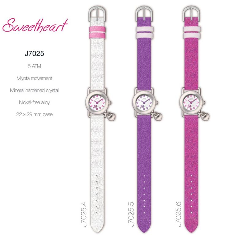 Dětské fialkové náramkové hodinky JVD basic J7025.5 se srdíčkem