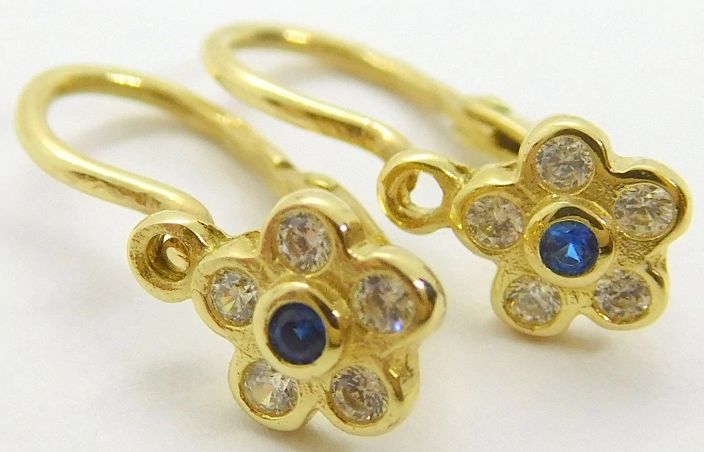 Klenoty Budín Zlaté dětské náušnice - dětské náušnicky se safíry 585/0,82g 5331106