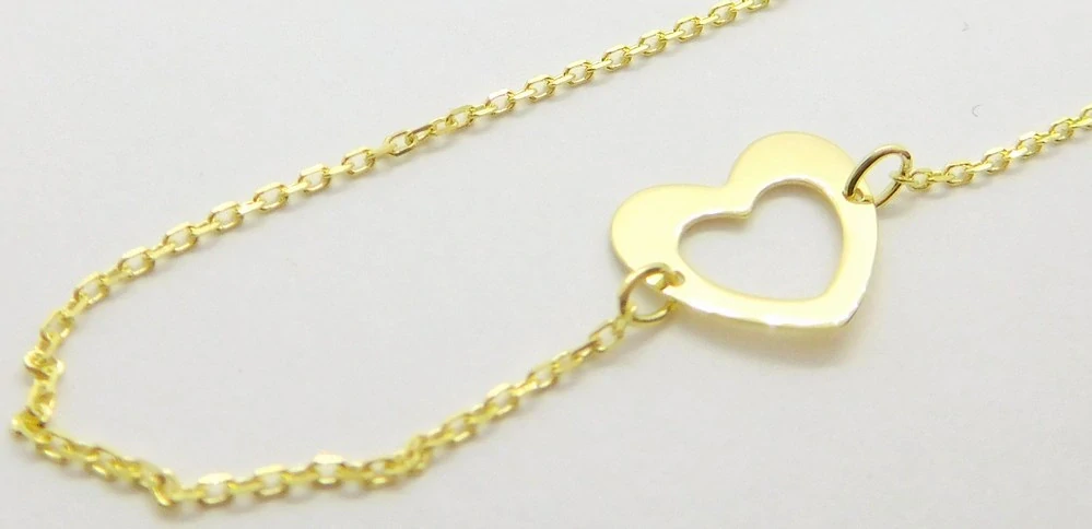 Klenoty Budín Dámský hladký zlatý náramek SRDCE 585/0,67gr 17+1cm HK7093